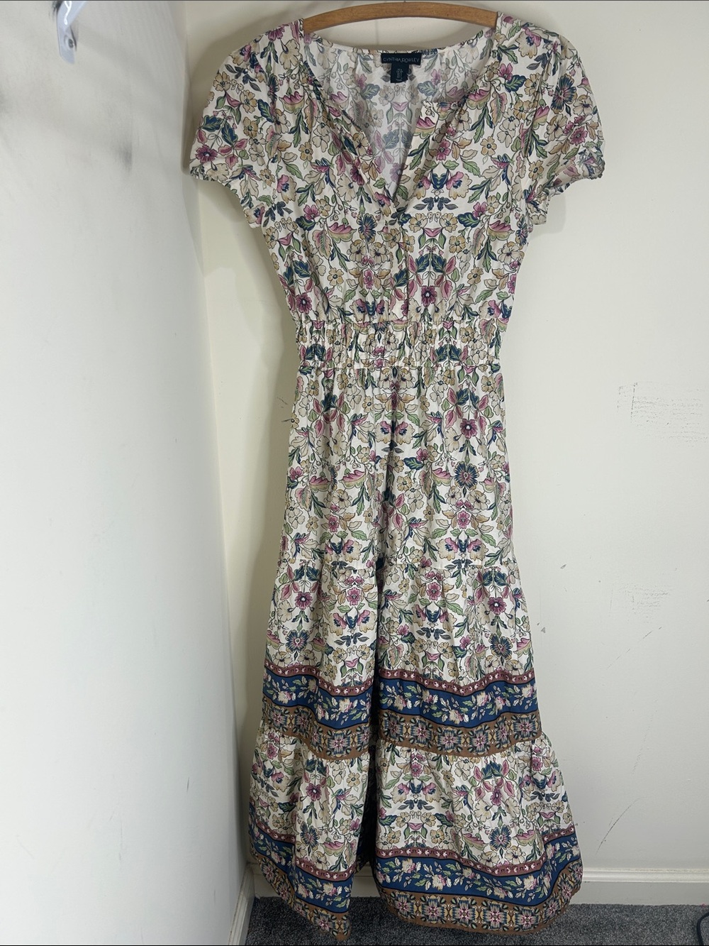 CYNTHIA ROWLEY Floral Tiered Maxi Dress Size Small - Picture 2 of 14
